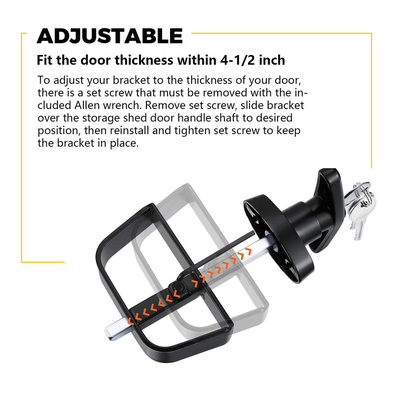 5-1/2" T-Handle Lock kit-Hurrikom Shed Door Latch with 5 Keys, 5-1/2" Stem Shed T-Handle Lock Kit for Sheds Doors, Playhouses, Chicken Coops,Camper, RV, Garage Door(Black) 5.5 inch Black