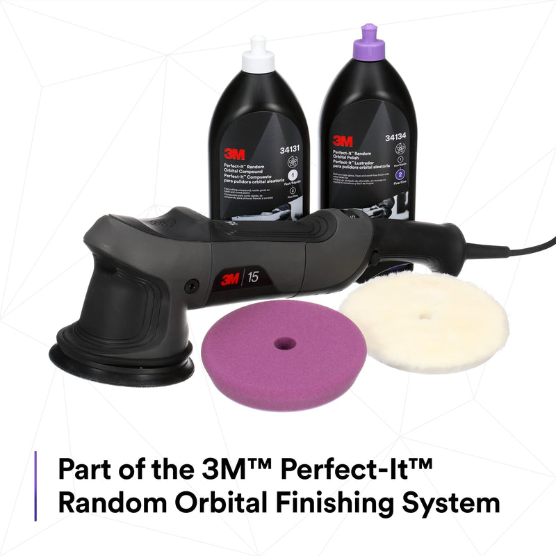 3M Perfect-It Random Orbital Medium Wool Compounding Pad, 5"/130 mm, White, 34121, Orbital Pads for Automotive Compounding and Polishing 5" 130mm
