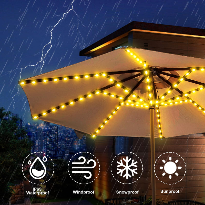 Solar Umbrella Lights, Patio Umbrella Lights Outdoor with 8 Modes 3V Solar Panel Clip 112 Led Outdoor Waterproof for Beach Deck Garden Camping Tents Party Decoration Warm White medium-sized-new