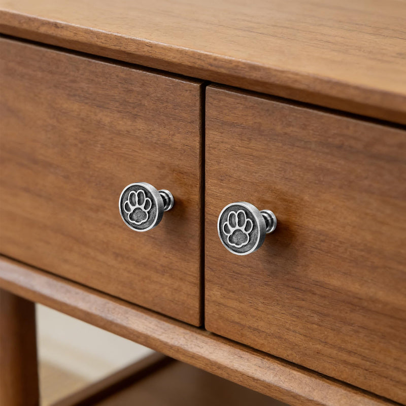 8PC Antique Silver Dog Paw Cabinet Knobs, Dog-Themed Drawer Knobs Cute Round Dresser Pulls Animal Cabinet Pulls Used for Kitchen/Cupboard/Bathroom/Wardrobe/Hardware 8 Dog Paw Antique Silver