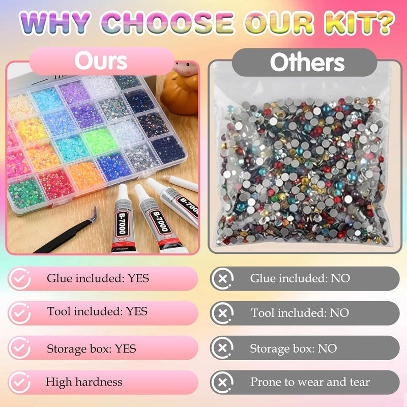 Bedazzler Kit with Rhinestones, Hotfix Applicator, DIY Hot Fix Rhinestone Setter, Hot Fixed Bedazzling Kit, 4380 Pcs, Crystal AB, Clear Box Set - NewNest Australia