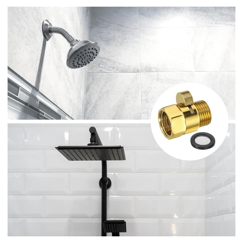 uxcell Water Flow Control Valve, 1 PCS G1/2" Shower Head Shut Off Valve, Brass Water Pressure Regulator for Shower Head or Bidet Spray (Gold) Gold