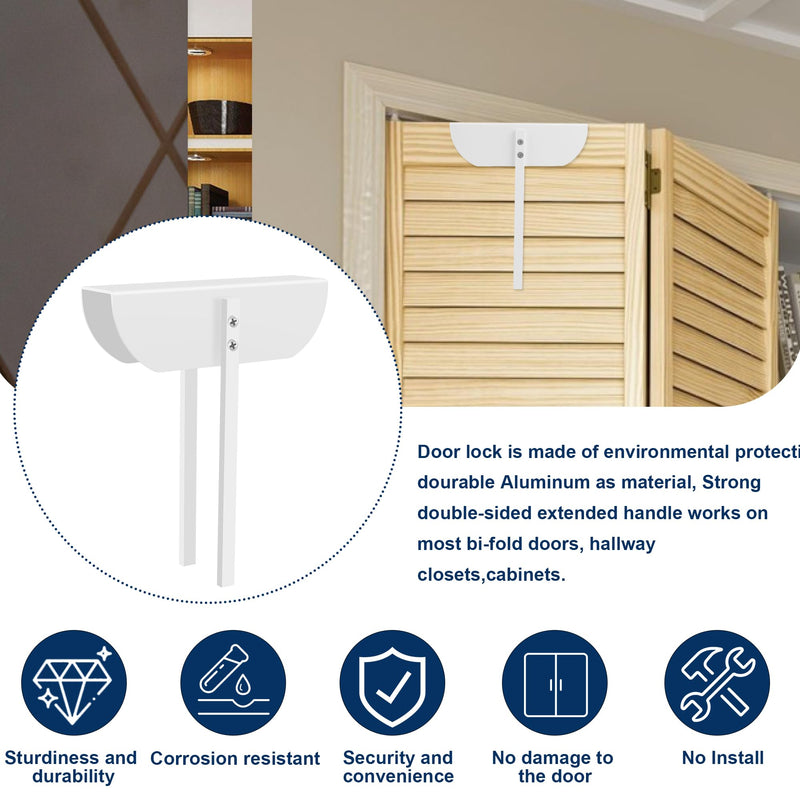 Bifold Door Lock- Metal Double Door Child Safety Locks Keep Toddler, Cats&Dogs Out of Pantry, Closets, Cabinets 1PC