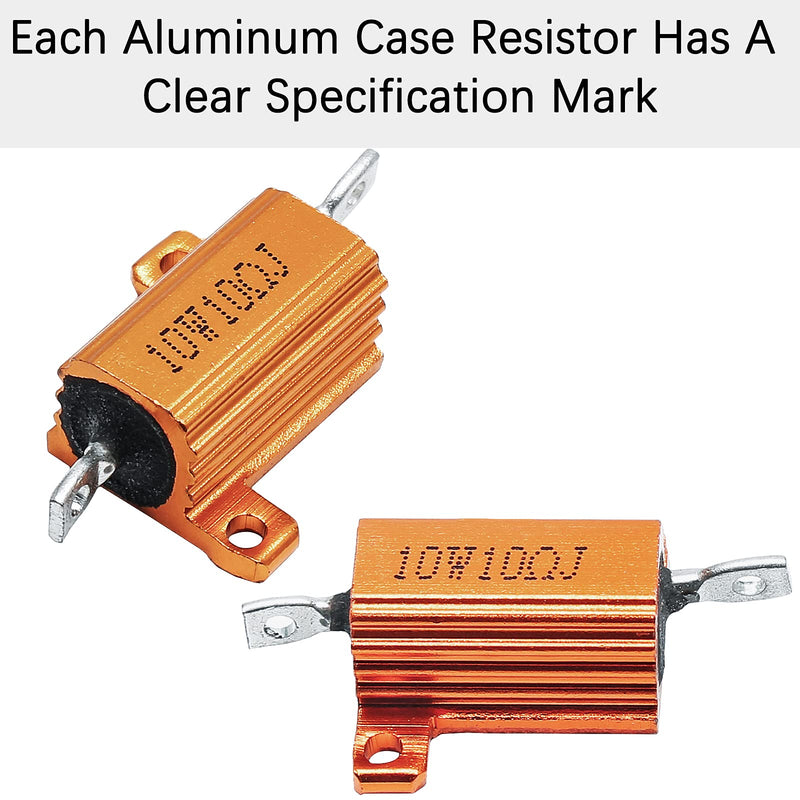 2 Pack Aluminum Case Resistor 10W 10 Ohm Housing Wirewound Resistors, Screw Tap Chassis Mounted Load Resistors Adapters for LED Converter