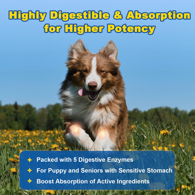 Glucosamine for Dogs - Joint Supplement for Dogs - Chondroitin, MSM, Omega-3, Hemp, Dog Joint Pain Relief, Support Mobility, Discomfort, Hip and Joint Supplement Dogs for All Breed, 120 Crunchy Bites 120 Bites - PawsPlanet Australia