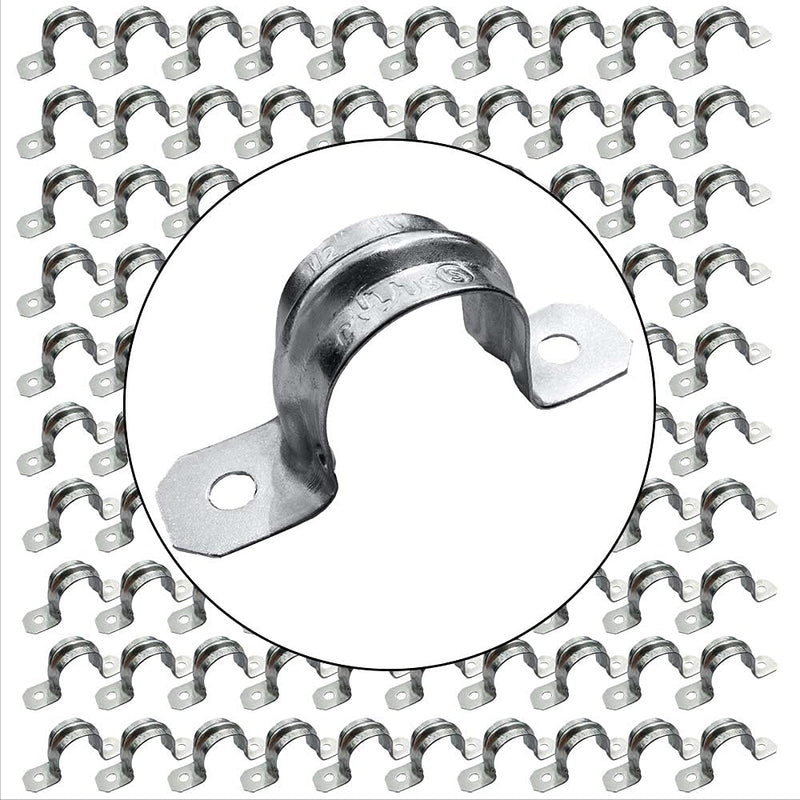 (Pack of 10) AP-10454, 1-1/2 Inch Two Hole Snap On Pipe Strap for EMT Conduit Installation, Reinforced Rib for Extra Strength, Galvanized Zinc Plated Metal, Tension Clamp for Easy Snap-On 1-1/2" Trade Size