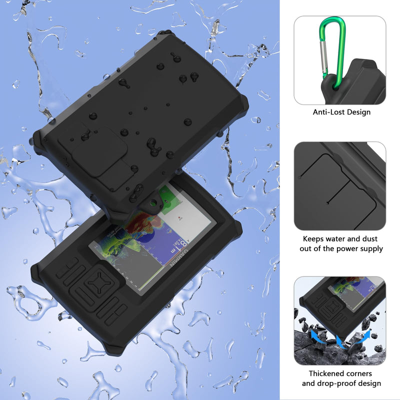 Fish Finder Protective Silicone Skin Cover Compatible with Garmin Striker Vivid 5cv Fishfinder and Garmin Striker 5cv, Black Silicone Cover with Installation Case, Marine Navigation Accessory