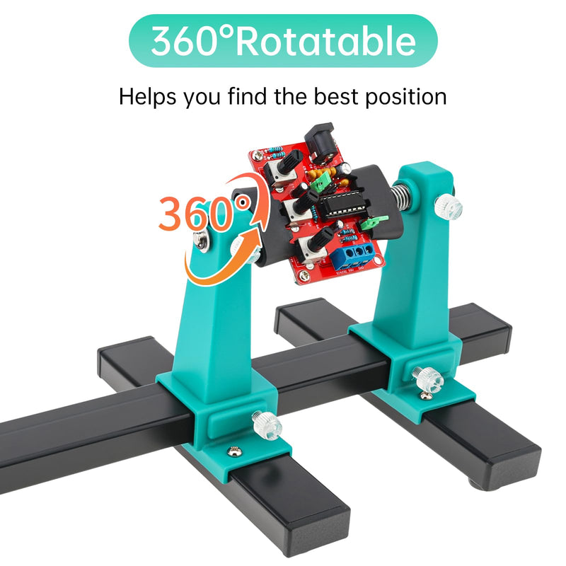 Adjustable PCB Holder Soldering Clamp for Circuit Board Soldering Desoldering Repair with Soldering Iron Pen Holder,Helping Hand Soldering Tool Holder 360 Degree Rotation