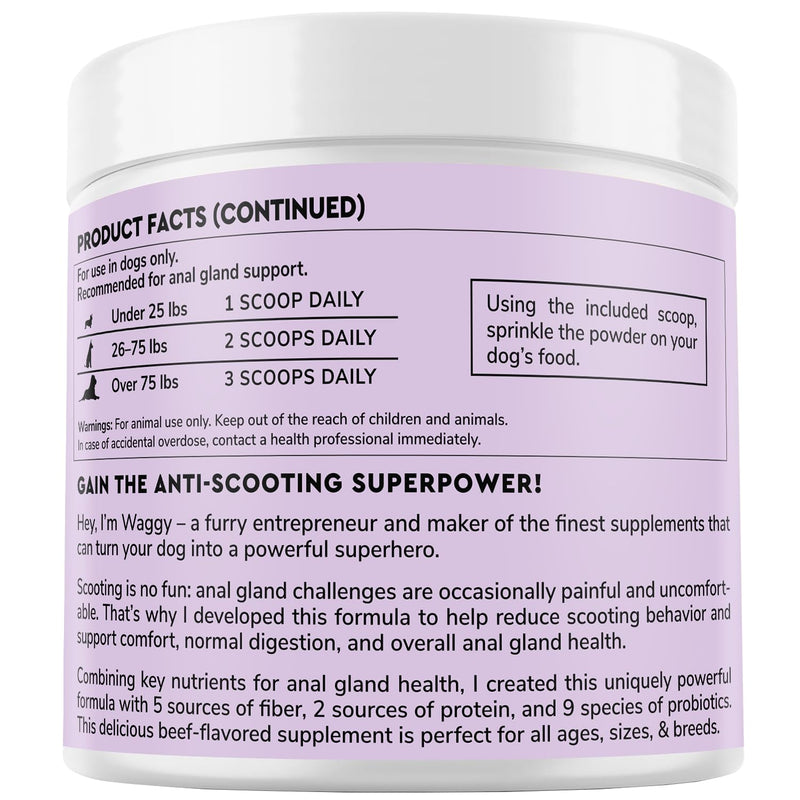 Premium Anal Gland Support Supplement - Dog Anal Gland Treatment With Fiber & Pumpkin for Dogs – Prevents Scooting, Supports Digestion & Anal Gland Health – Probiotics, Enzymes & Psyllium Husk –3.20oz