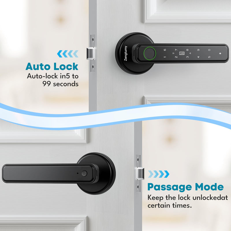 Fingerprint Door Lock, Door Locks for Bedrooms, Biometric Door Lock with Fingerprint/App/Password/Key/IC Card-Smart Door Lock for Home, Hotel, Office, Apartment 70-with app