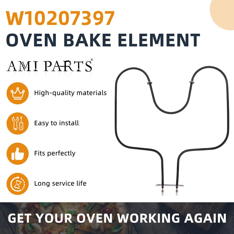 AMI PARTS W10207397 Oven Bake Element WPW10207397 Heating Element Replacement for Whirlpool Oven RBS305PDQ12 RBS305PDB1 RBS275PVB00 GMC275PDB0 YGBD307PDQ7 GY396LXPB00 IBS650PXS00 IBS650PXB01