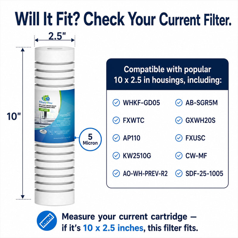 CFS Grooved Sediment Water Filters for WHKF-GD05, AP110, 5 Micron, 4 Pack