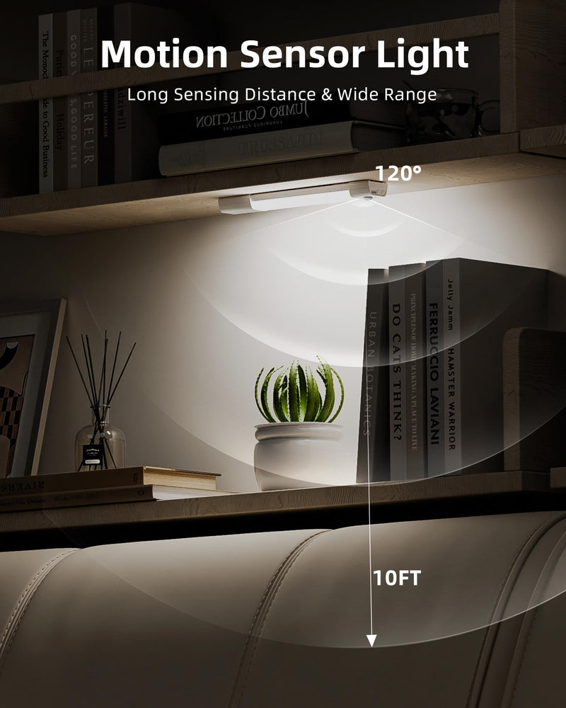 EZVALO Closet Lights, 30 LED Rechargeable Under Cabinet Lighting Wireless, 3 Color Temps Under Cabinet Lights, Dimmer Motion Sensor Light Indoor for Pantry, Kitchen, Bedroom, Woadrobe (3 Pcs) White 8inch-3Pack