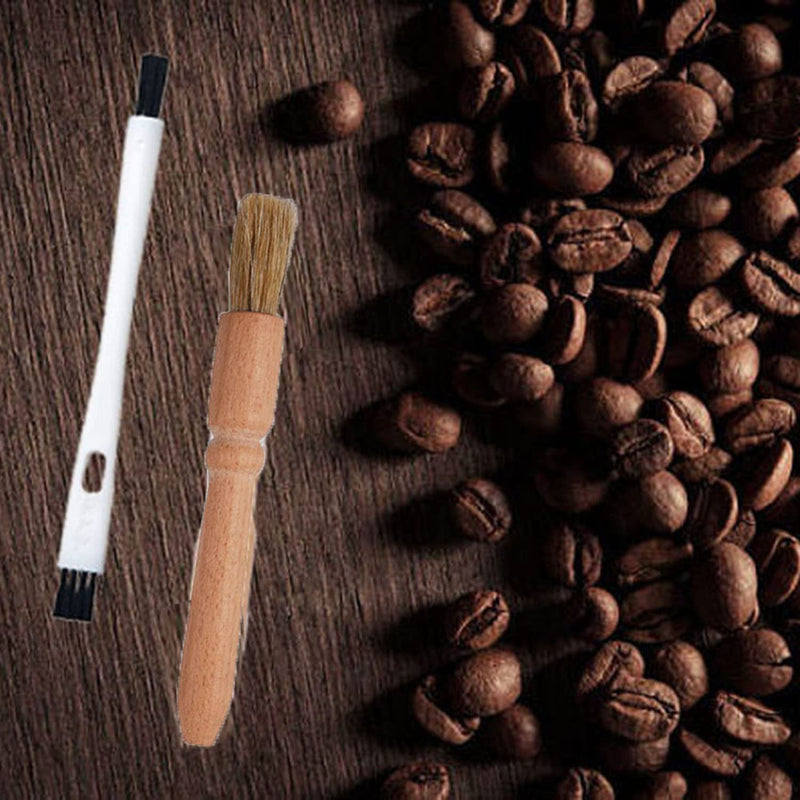 Coffee Brush Set, 13 Pieces Natural Wood & Nylon, Includes Wooden, Plastic, Straw, & Gap Brushes for Espresso Machine Cleaning A