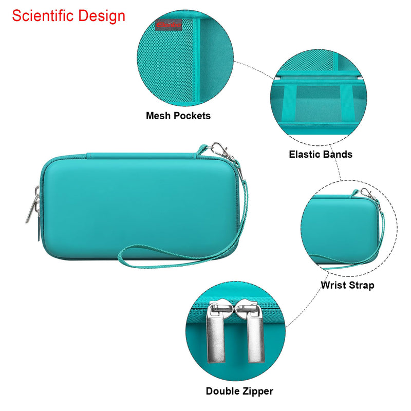 Elonbo Carrying Case for Etekcity TENS Unit Muscle Stimulator Machine, Hard Travel Organize Bag for Electric Pulse Massager, Extra Mesh Pocket Fits Electrode Pads Lead Wires Charger, Green+Green Green+inside Green