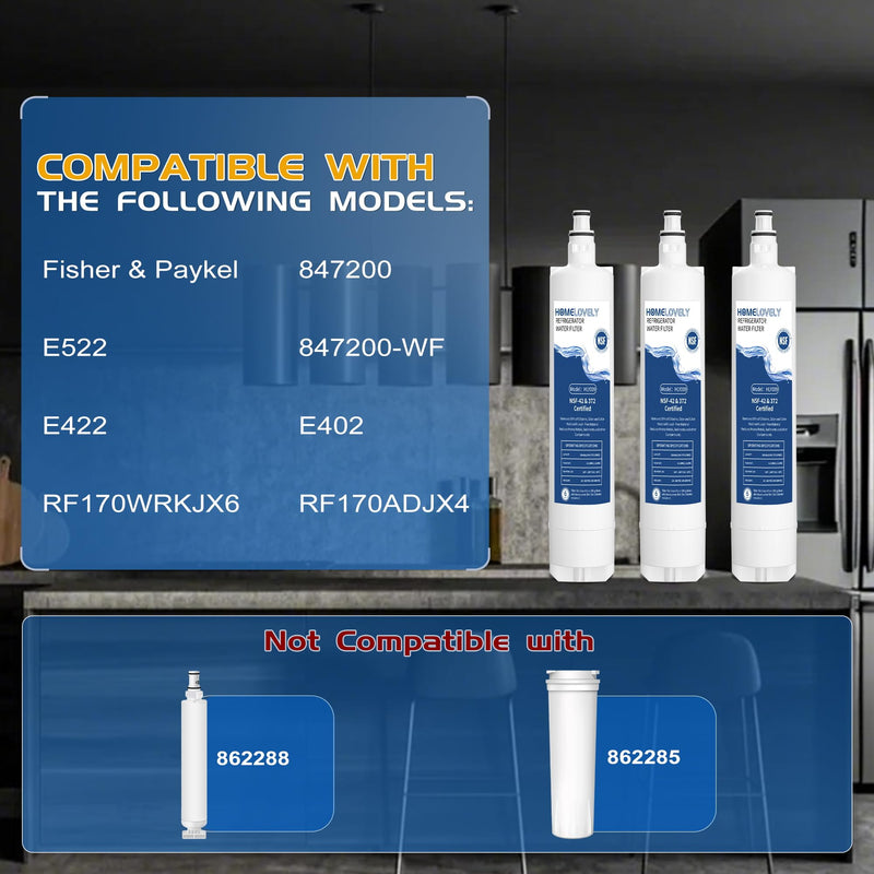 847200 Water Filter Replacement for Fisher & Paykel 847200, 2 Pack