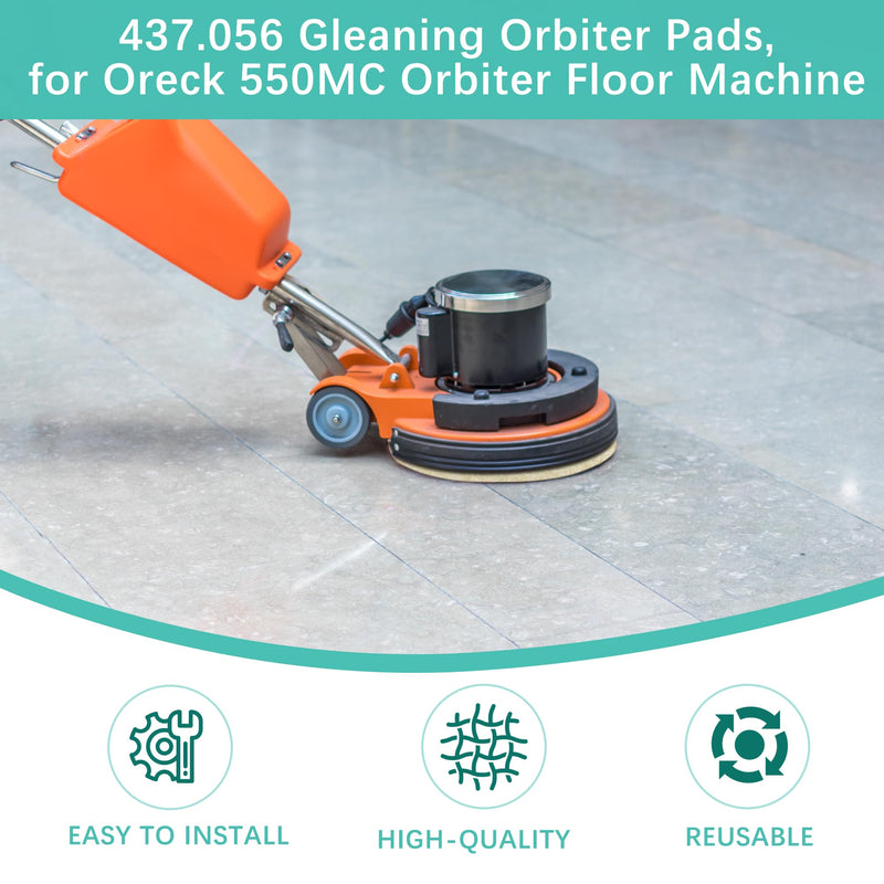 12" Polish Orbiter Pad 437.051 (2-Pack, White) fit for Oreck 550MC Orbiter Floor Machine .Fit Tile, Concrete, Vinyl Floors – Polishing 2
