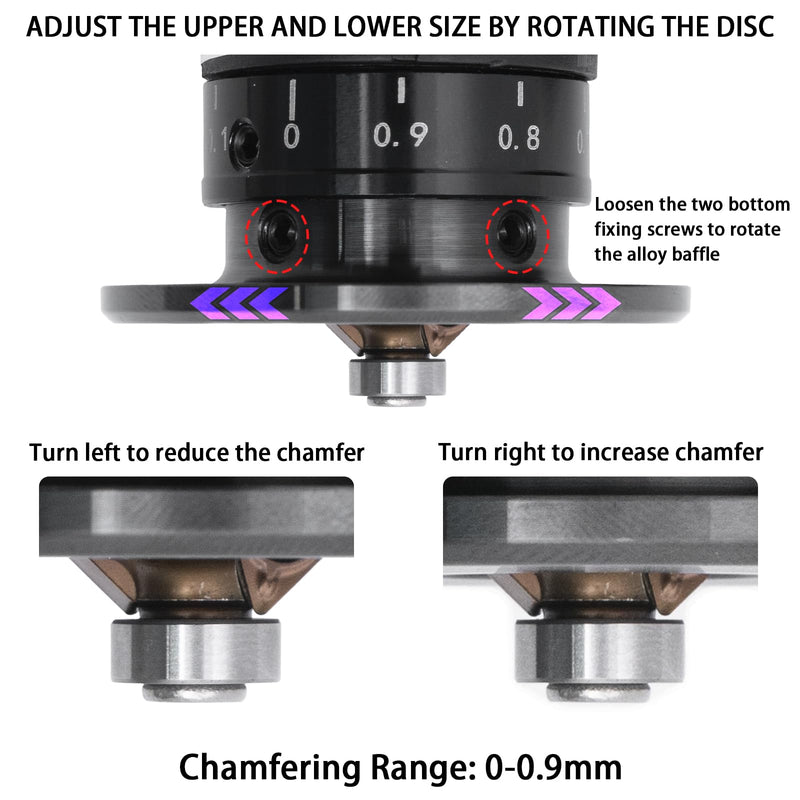 Handheld Pneumatic Chamfering Tool, 45 Degrees Arc Corner, 1/4 Inch Air Inlet, Mini Air-Powered Chamfer Machine For Metal Wood Beveling and Deburring(C&R Angle Blades) Black