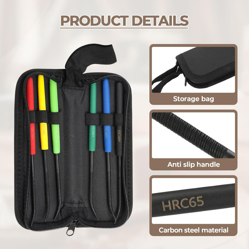 Hardness Testing File Set, HRC40-HRC65 Set of 6 Hardness Tester Checker File 7.1 inch Hardness Tester File kit with Oxford Cloth Storage Bag for Rough Estimation of Metal Rigidity