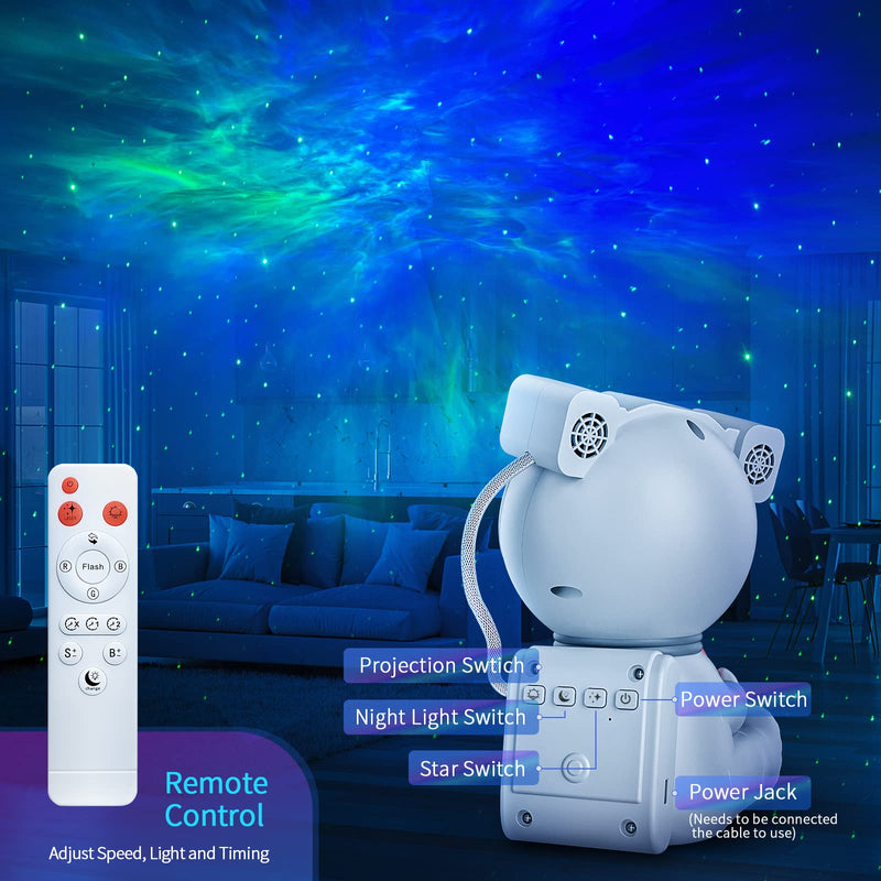 Astronaut Galaxy Projector, Star Projector with Timer and Remote, Night Light with Moon Lamp, LED Nebula Lamp for Kids Adults, Room Decor Gift (White) White