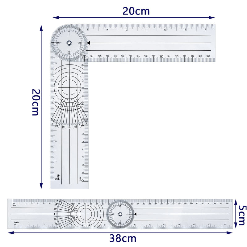 Plastic Goniometer Quick Angle Protractor Clear Angle Finder Angle Ruler with 7 Inch Arm Angle Measurement Tool for School Office Measuring Drawing Woodworking Designers Architects Students Work (8) 8