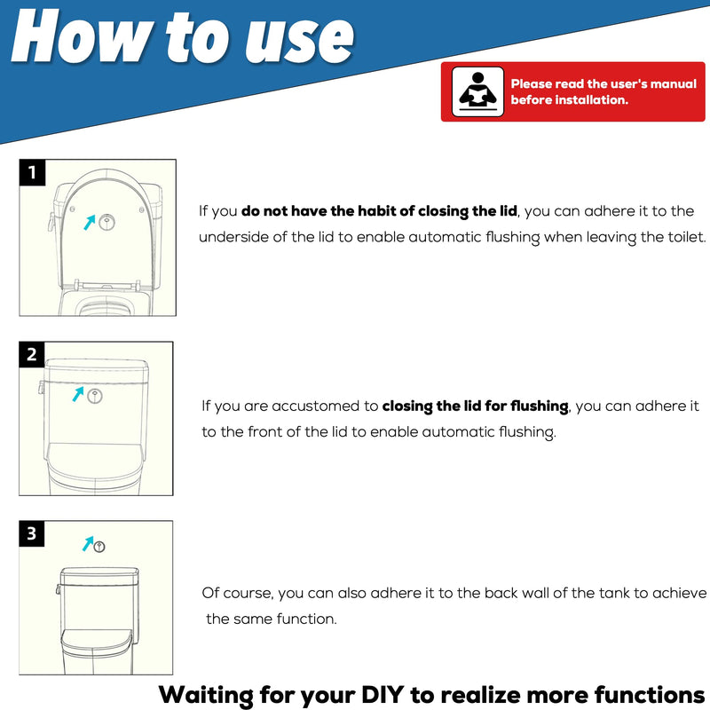 Automatic Touchless Toilet Flush Kit, Motor-Driven, Battery Operated, Fits Most Flapper Toilets, Motion Sensor Flush Valve, Easy DIY Install