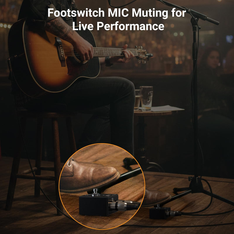 Cubilux MMX-3 XLR Footswitch Mute Switch for 48V Condenser Microphone, Hand/Foot Control, Aluminum Alloy Case Mic On/Off Switcher for Studio, Broadcast and Stage