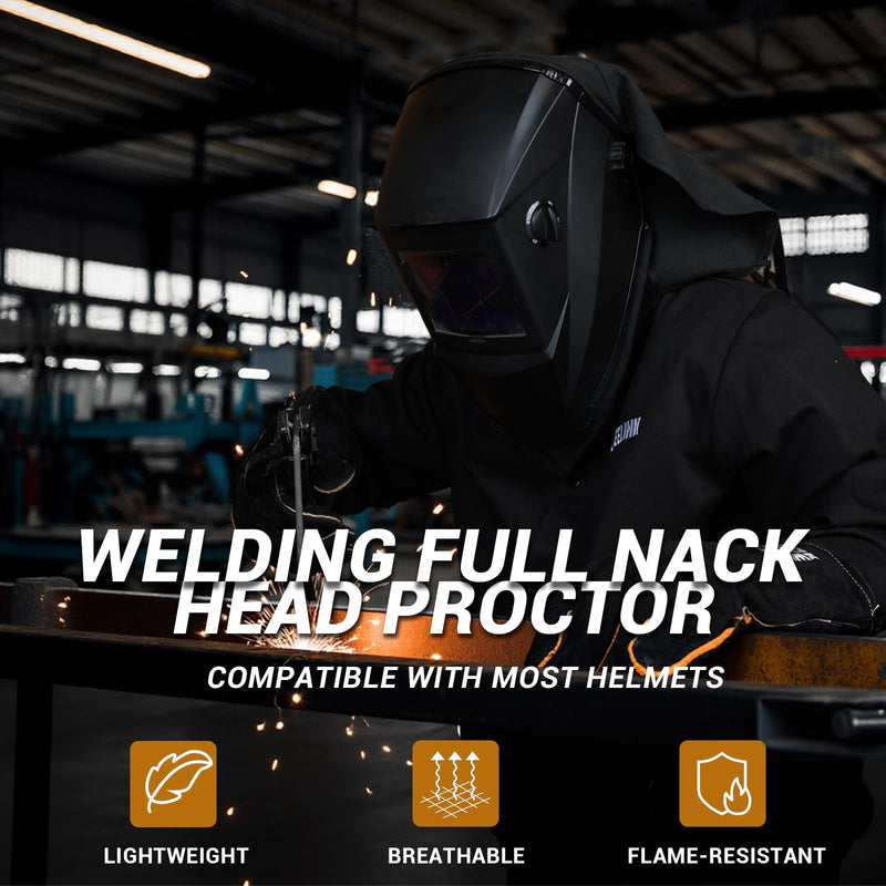Welding Helmet Extended Cover and Bib Set ，Split Wrap-Around Design with Press Fit Seal for Full Neck and Head Protection, Welder Hood Accessories