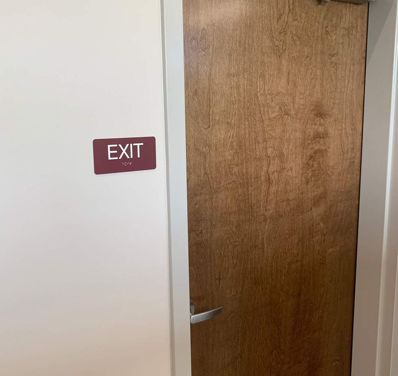 ADA Compliant Sign with Braille (6" x 3", Exit, Burgundy) 6" x 3" Exit, Burgundy