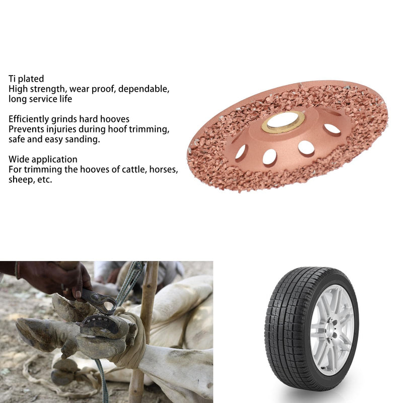 Hoof Trimming Cutter Disc, Groove Disc for Trimmed Hooves, Designed with a Ti Coating, 100mm Diameter, Prevent Injuries to Livestock, Suitable for Cattle, Horses, Sheep