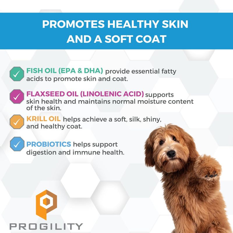 Nootie Progility Skin & Coat Supplement for Dogs, Fish Oil Supports Healthy Skin & Coat, 90 Soft Chews per Container Skin & Coat Chews (30lbs and Over) - PawsPlanet Australia