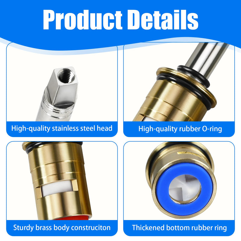 Upgraded 377XKRHJKABNF & 377XKLHJKABNF Long Ceramic 1/4-Turn Cold & Hot Cartridge Kit, Compatible with Chicago Cartridge, Long Stem for Concealed-Caps