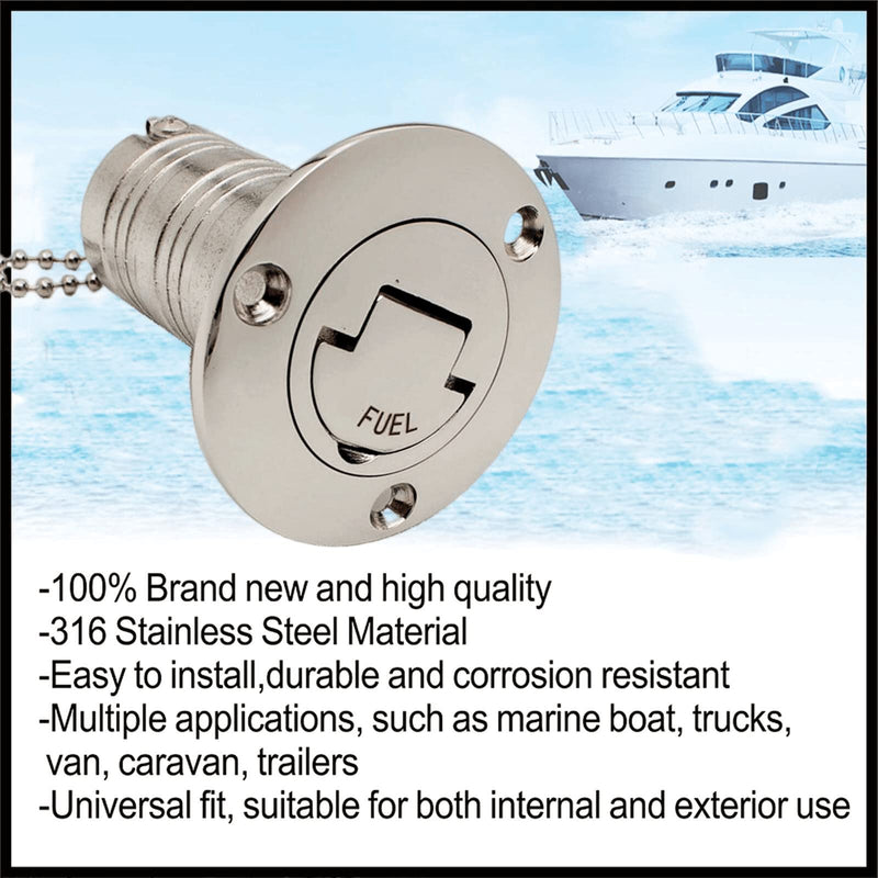 1 Pack Marine Hardware 316 Stainless Steel 1.5"( 38mm )Deck Filler/ Fill Keyless Cap Boat Accessories Yacht (Type: Diesel, 38mm 1.5inch) Type: Diesel