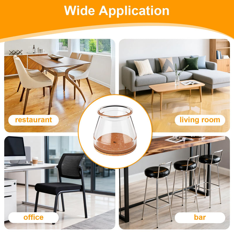 Ansible 36 Pack Chair Leg Floor Protectors for Hardwood Floors, Silicone Felt Covers Pads Caps, Protect Wood Furniture Feet Floors Noise Reduce and Scratch (Universal Large & Clear) Clear-36pcs Universal L