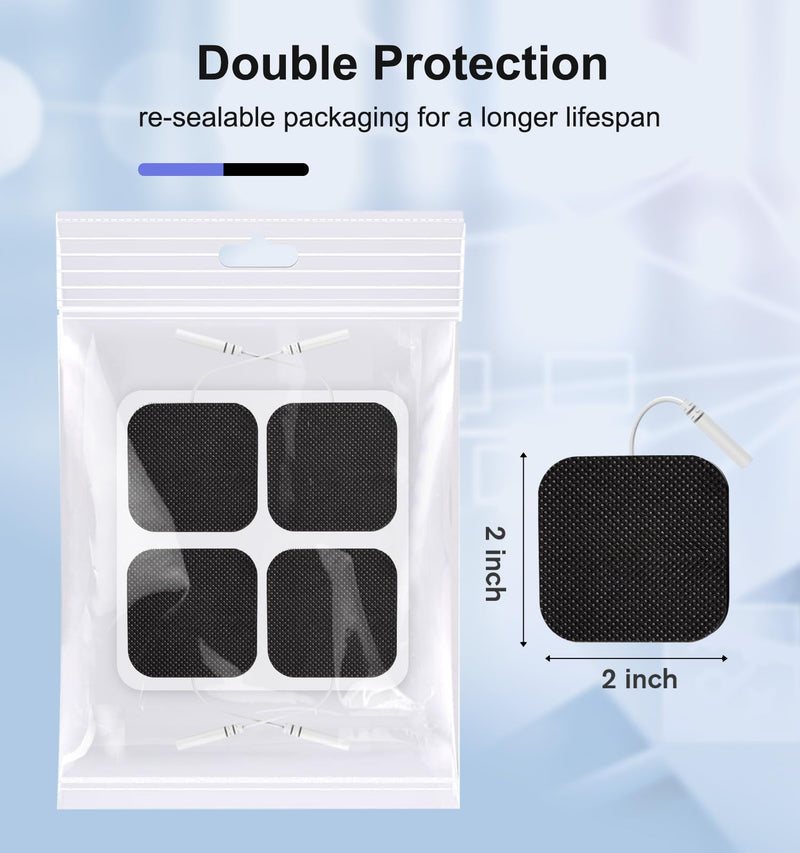 TENS Unit Replacement Pads, 2x2”20 Pcs Reusable Self-Adhesive TENS Unit Electrodes Pads, NURSAL Latex Free TENS Pads Replacement Compatible with AUVON, TENS 7000 Muscle Stimultaion Machine (Black)