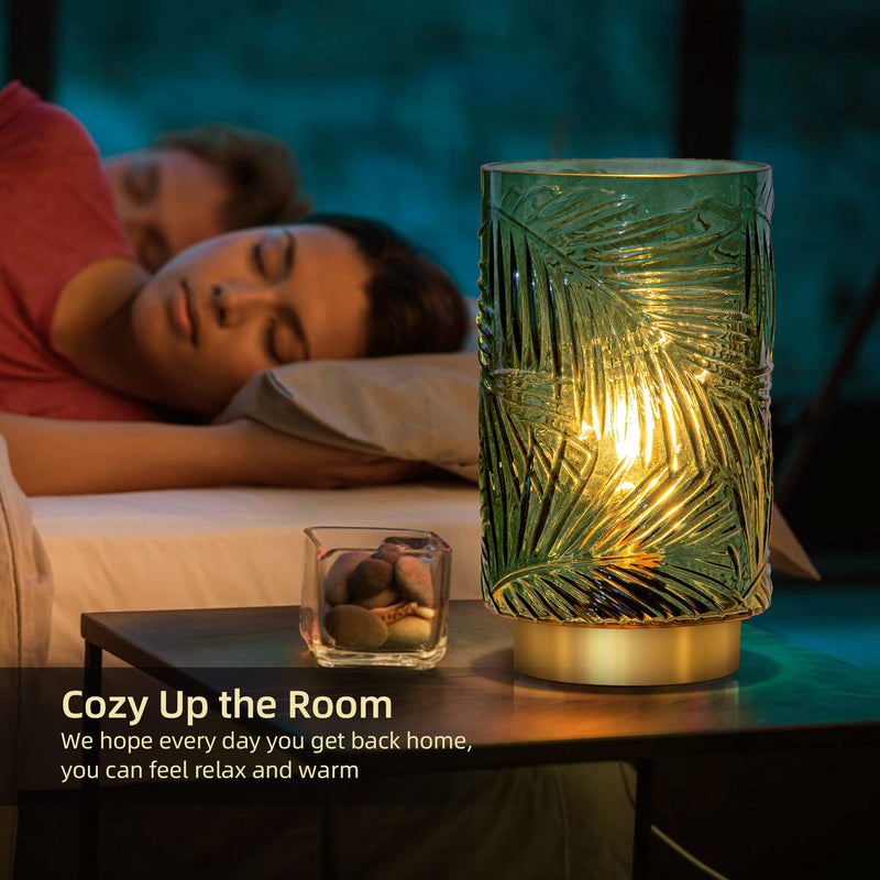 Battery Operated Table Cordless Lamps for Home Decor, Nightlight with LED Bulb with Timer, Decorative Lights for Living Room Bedroom Tabletop Entryway Centerpiece Gift(L Green) Big with Timer