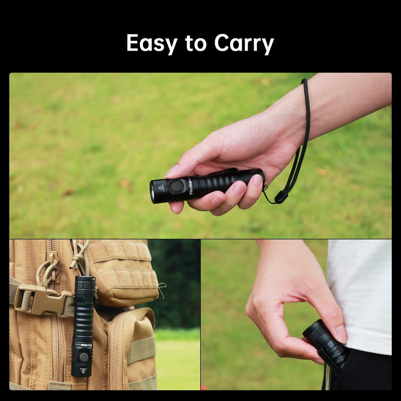 Wurkkos FC11C Led Flashlight Rechargeable High Lumen 1200, Small Powerful Flashlight USB C, Super Bright EDC Flashlight IP68 Waterproof, 155Meters Beam Distance, 90 High CRI (5000K) FC11C Black 5000K