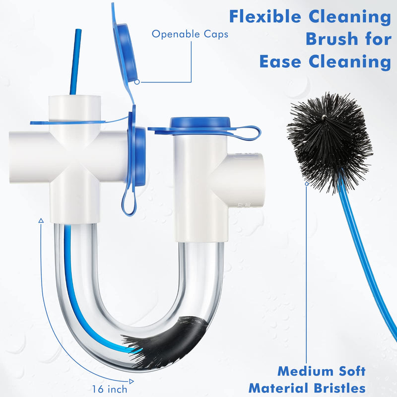 3/4 Inch Standard Condensate Trap with Cleaning Brush, PVC U Trap for HVAC Systems, Air Conditioner, Effectively Drains Condensate(1 Pack) 1