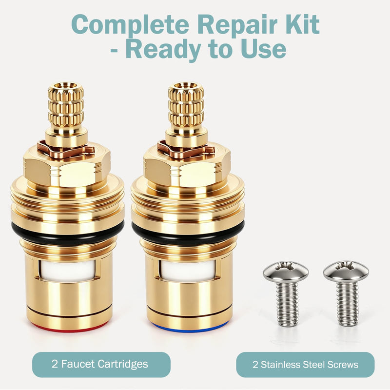 013787-45 013788-45 Ceramic Cartridge Assembly 2-Pack, Hot & Cold Replacement Brass Cartridges for T&S Faucets, Faucet Repair Kit, 40°F-140°F, 20-125 PSI