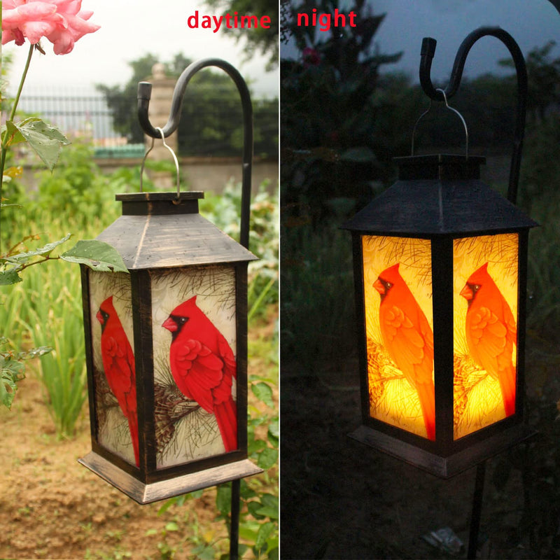 Solar Lanterns, Outdoor Hanging Lanterns Waterproof LED Solar Cardinal Lights Tabletop Lamp for Outdoor Patio Garden as Gifts for Mom Grandma Women Art Deco1
