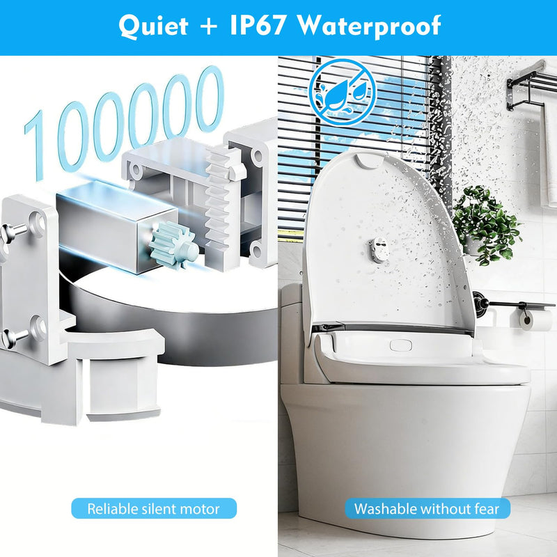 Automatic Toilet Flusher for Side, Front & Angled Mount Flapper Toilets | Touchless toilet flush kit with 12-16 in infrared sensing and rechargeable power while keeping the manual handle functional.