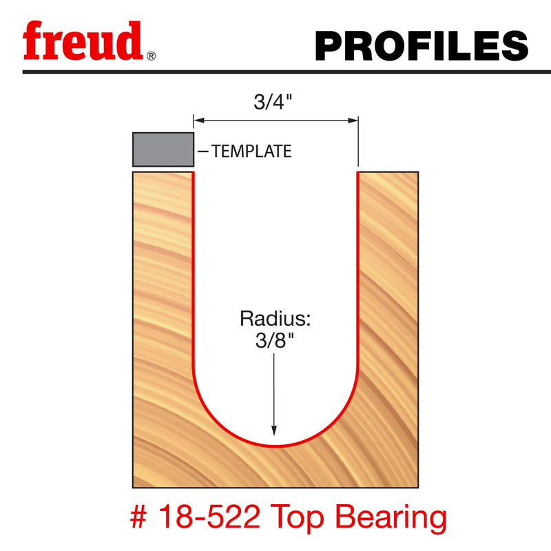 Freud 18-522: 3/8" Radius Round Nose Bit with 1/2" shank, 2-27/32" overall length