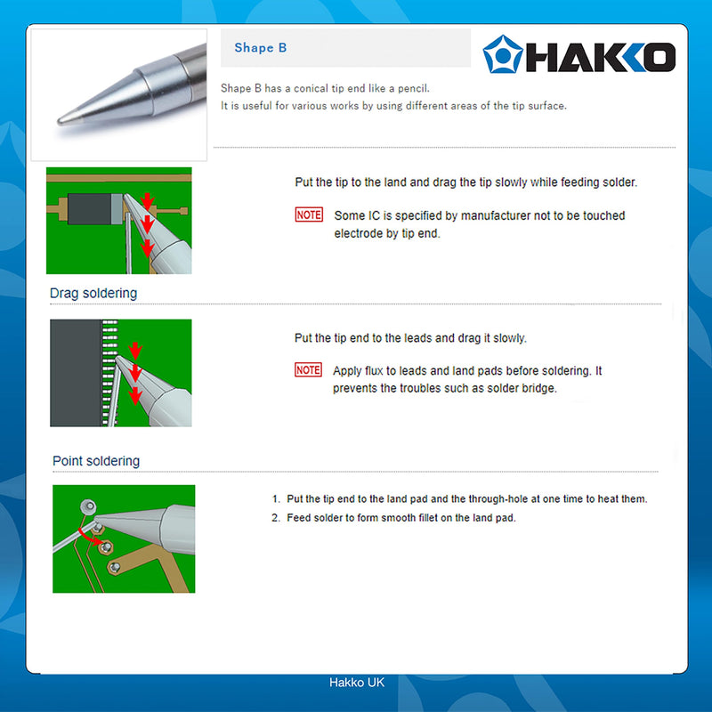 Hakko T39-B05 Soldering Iron Tip - Conical Shape - R0.5 x 10 for - FX9701 & FX9702