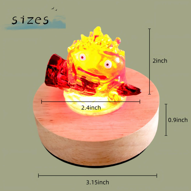Calcifer Night Light with Remote Control - Multi-Color Adjustable LED Lamp Statue Inspired by Howl's Moving Castle