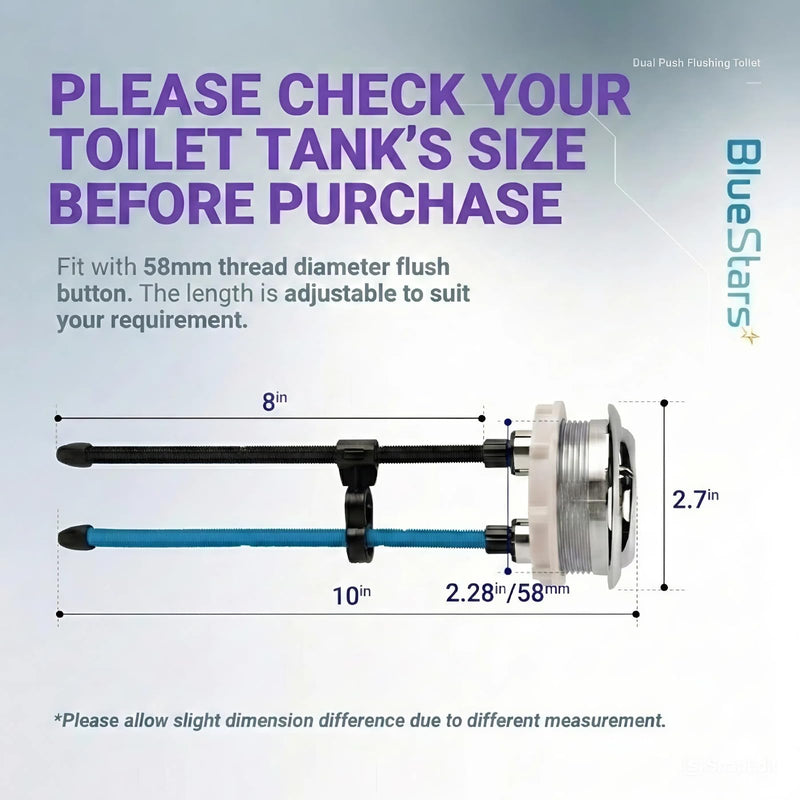 BlueStars 58mm/2.28in Toilet Push Button Thread Diameter, Dual Push Flushing Water Tank Button – Compatible with Glacier Bay, AquaSource, TOTO, Kohler, Twyford, Geberit, American Standard - Pack of 2