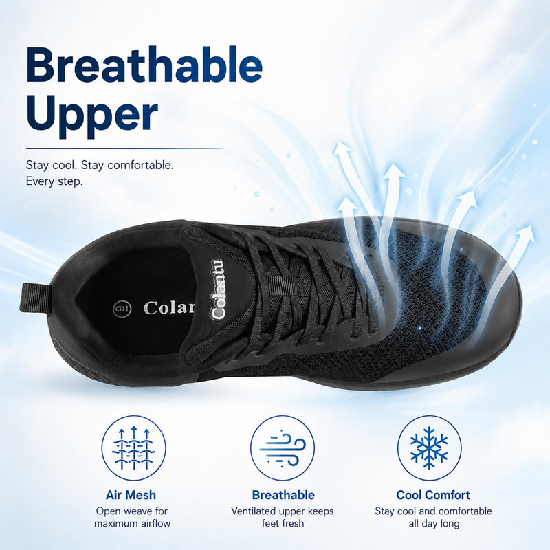 Men’s Slip Resistant Work Shoes, Non-Slip Breathable Sneakers | Made for Busy WorkDays 9 Black