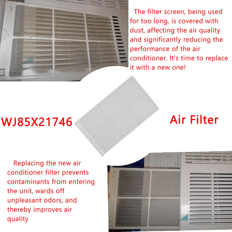 WJ85X21746 Air Filter Replacement Parts for Room Air Conditioner Compatible with AHQ06LYW1,AHQ06LYQ1,AHR05LWQ2,AHR05LWQ2,Replaces A0010209471,AP6280063,White(2 Packs) 2 PCS White