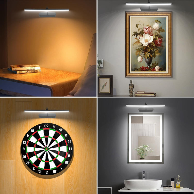 Picture Light Battery Operated,15" Wireless Accent Light for Wall, Remote Painting Light with Timer and Dimmable for Art,Display,Frame,Mirror-Black Black 15INCH