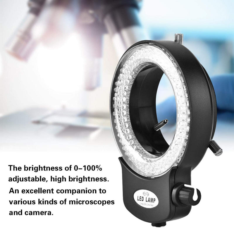 Akozon Microscope LED Light, Microscope Camera 144 LED Beads Light Source Brightness Adjustable Ring Lamp for Stereo Microscope & Camera (Black)
