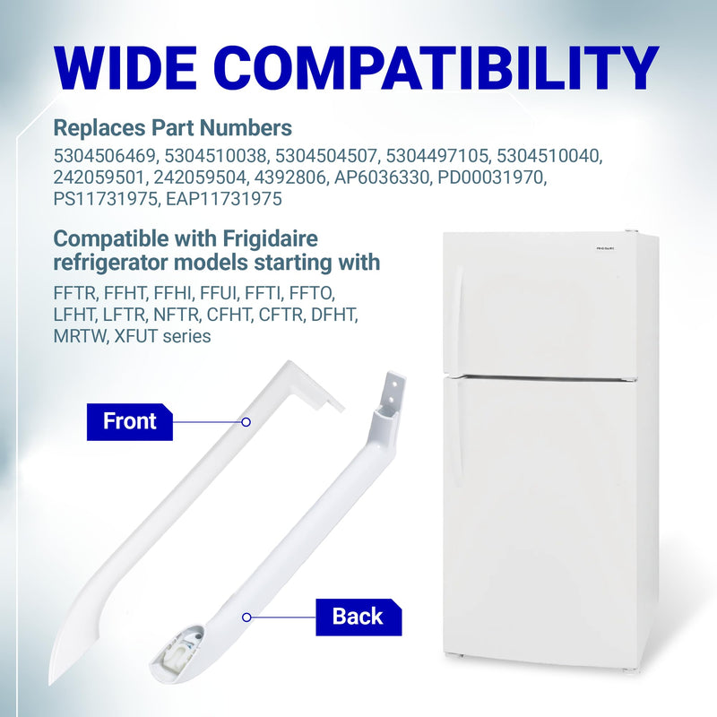 BlueStars 5304486359 5304506469 Refrigerator Door Handle Set - Compatible with Frigidaire Freezers - Replace Parts 5304504507, 242059501, 242059504 - Pack of 2 White